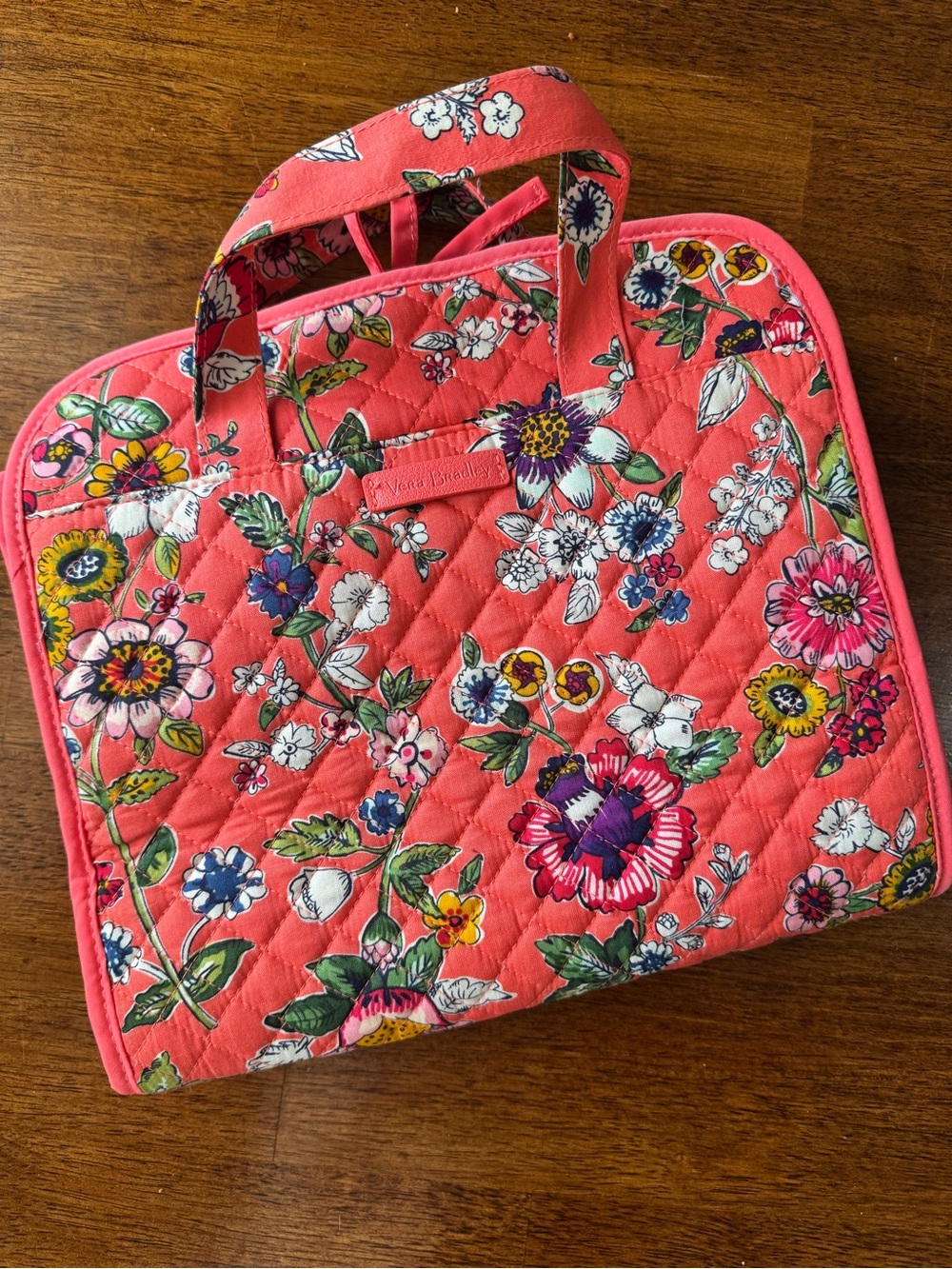 Vera Bradley Coral Floral Quilted Cosmetic Case